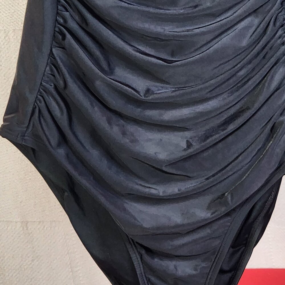 Smismivo Black Tummy Control Halter One Piece Slimming Ruched Bathing Suit Sz M - Picture 4 of 16